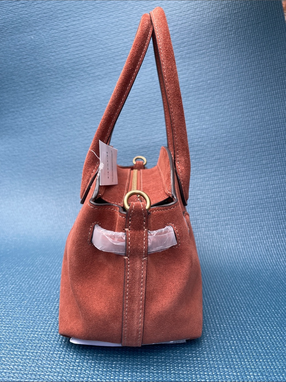 Coach Suede Satchel in Rust Orange - Picture 3 of 11
